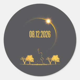 Sticker Rond Bigfoot 08.12.26 Éclipse solaire totale 2026