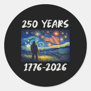Sticker Rond Bigfoot 250 ans Nuit étoilée 1776-2026 250e annive