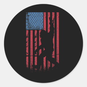 Sticker Rond Bigfoot 4 juillet drôle Bigfoot Américain Usa Fla