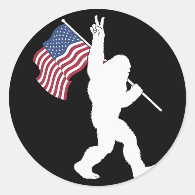 Sticker Rond Bigfoot Drapeau Usa  (Devant)