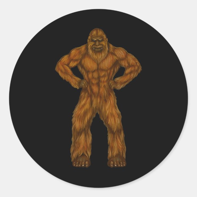 Sticker Rond Bigfoot Est Un Body Builder - Body Builder Sasquat (Devant)