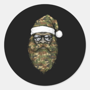 Sticker Rond Bigfoot Face Lunettes de soleil Santa Noël Camo Xm