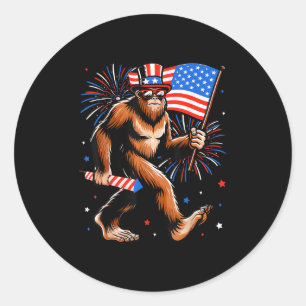 Sticker Rond Bigfoot Firework Drapeau américain 4 juillet