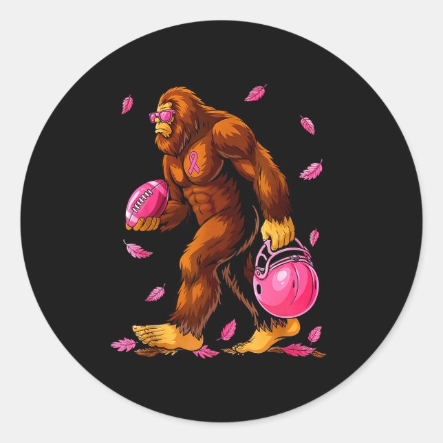 Sticker Rond Bigfoot Football Nk Ribbon Breast Cancer Awareness (Devant)