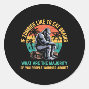 Sticker Rond Bigfoot Funny Sasquatch Zombies Horreur Amateur