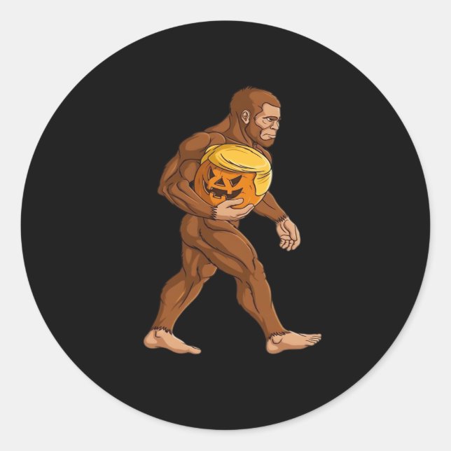 Sticker Rond Bigfoot Halloween Trumpkin Citrouille classique (Devant)