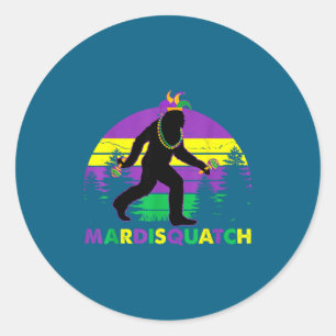 Sticker Rond Bigfoot Mardi Gras Sasquatch Orléans