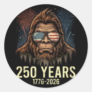 Sticker Rond Bigfoot merica feu d'artifice 4 juillet 250