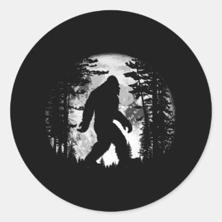 Sticker Rond Bigfoot Night Stroll Cool Pleine lune et Tunnel