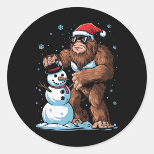 Sticker Rond Bigfoot Père Noël Bonhomme de Neige Enfants Garçon
