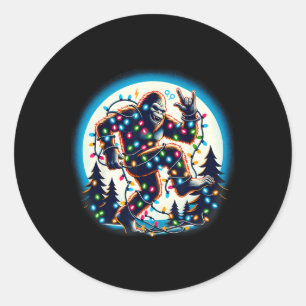 Sticker Rond Bigfoot Père Noël Feux d'arbre de Noël Funky Noël 