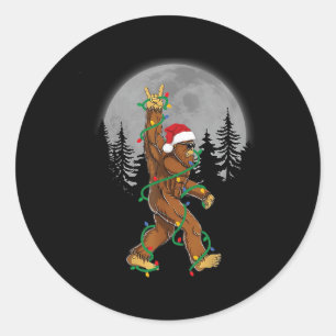 Sticker Rond Bigfoot Père Noël Feux d'arbre de Noël Funky Noël