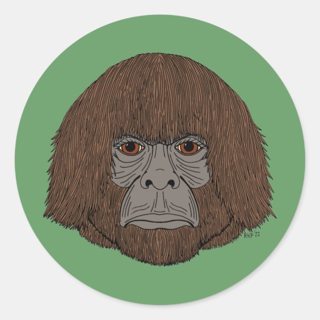 Sticker Rond Bigfoot Portrait 2 (Comme l'Homme) (Devant)