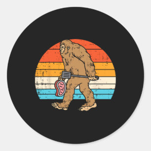 Sticker Rond Bigfoot Sasquatch Bbq Retro Byrbecue Grilling Men