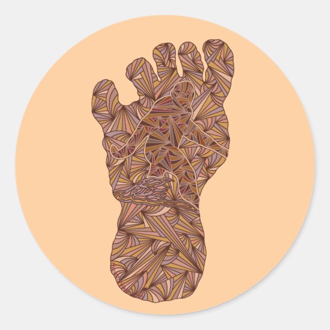 Sticker Rond Bigfoot Sasquatch Track Squatchy Conception d'oeuv (Devant)