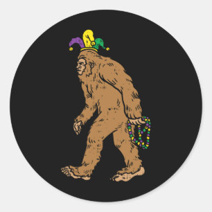 Sticker Rond Bigfoot Sasquatsh Jester perles Casquettes drôle M