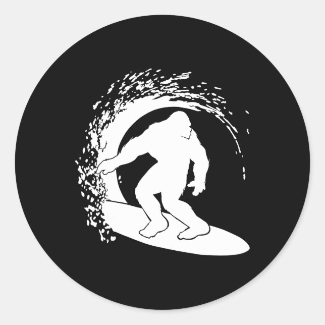 Sticker Rond Bigfoot Surfing  (Devant)