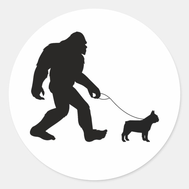 Sticker Rond Bigfoot Walking French Bulldog (Devant)