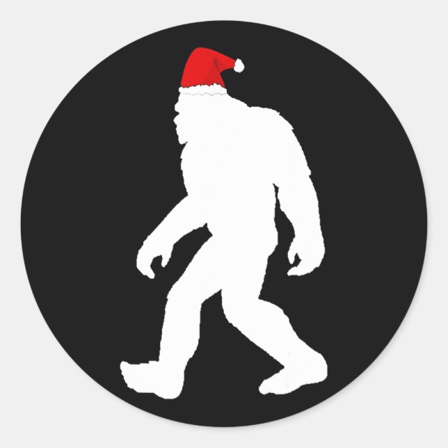 Sticker Rond bigfoot yeti sasquatch laide pull de noël (Devant)
