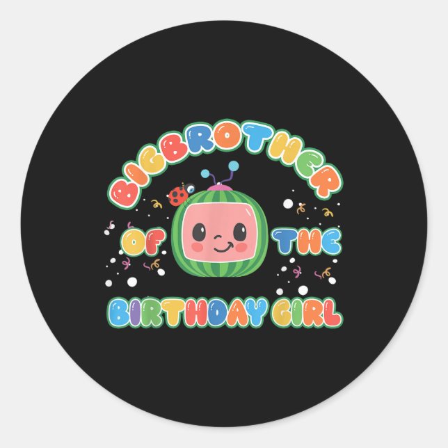 Sticker Rond Bigfrère Du Match Familial Fille Melon Anniversair (Devant)