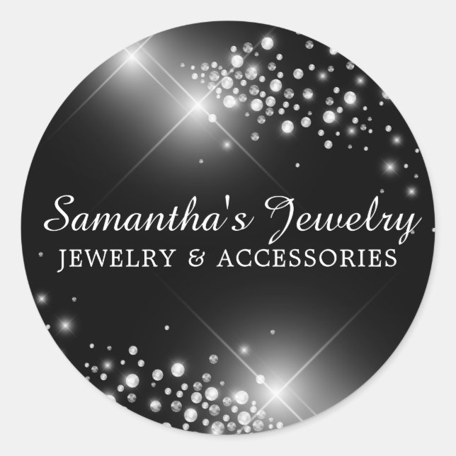 Sticker Rond Bijouterie diamant gemme argent (Devant)