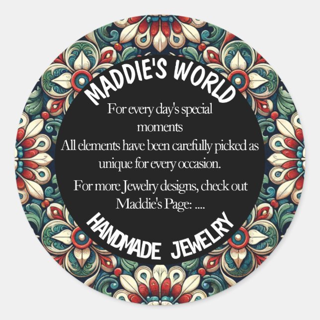 Sticker Rond Bijoux artisanaux (Devant)