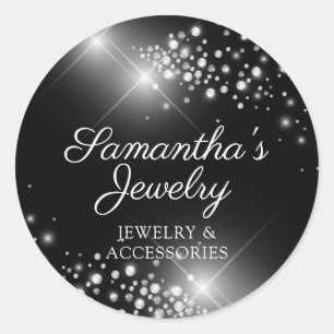 Sticker Rond Bijoux diamants gemmes argent