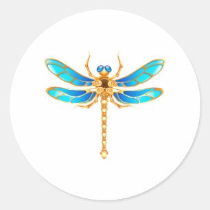 Sticker Rond Bijoux en or libellule insecte vip amusant vectori