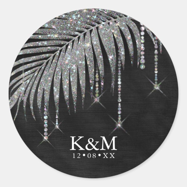 Sticker Rond Bijoux Mariage feuille feuille argent ID830 (Devant)