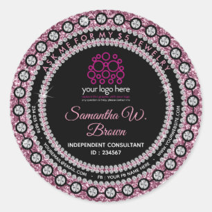 Sticker Rond Bijoux Parties scintillant rose