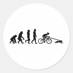 Sticker Rond Bikejoring ChienScooting Chien Sport Vélo Balade e