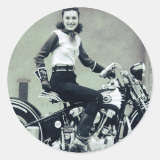 Sticker Rond Biker Babe