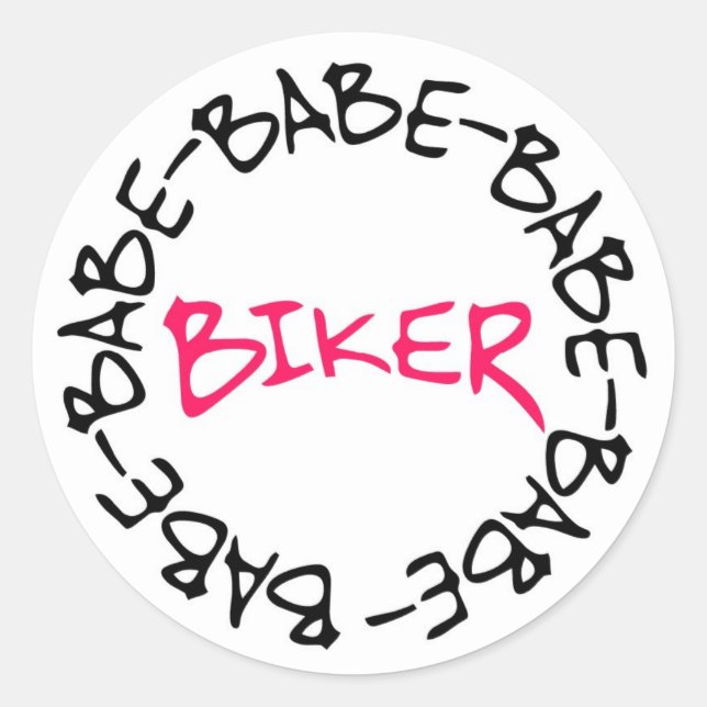 Sticker Rond Biker Babe (Devant)