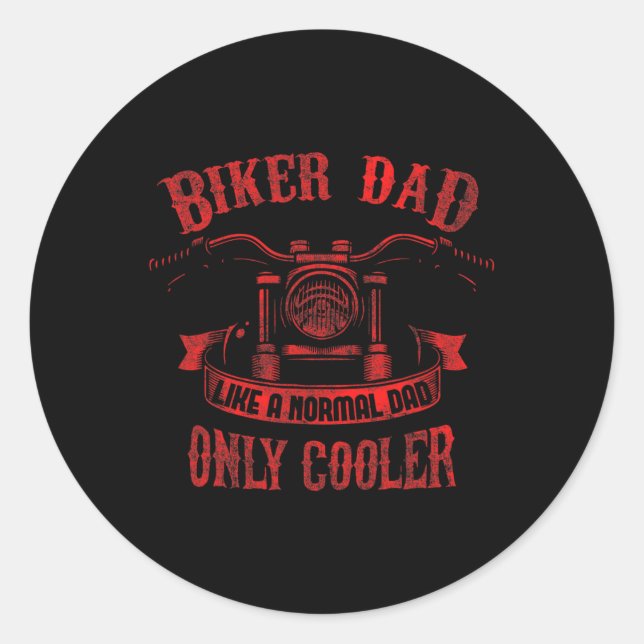 Sticker Rond Biker Papa Motorcycle père &#; s Conception de jou (Devant)