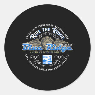 Sticker Rond Bikers Blue Ridge Parkway Motorcycle Cruker