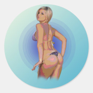 STICKER ROND BIKINI BABE.