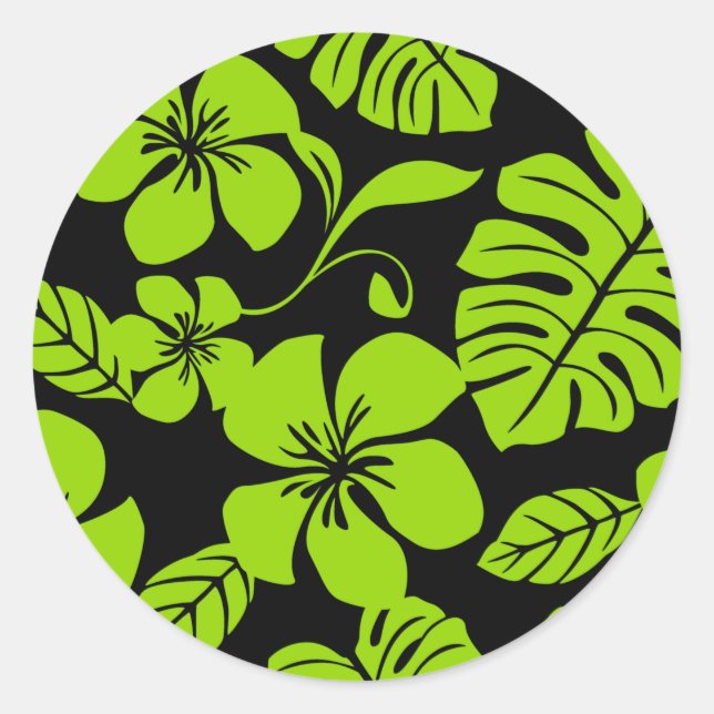 STICKER ROND BIKINI ROSE (NOIR/LIME) BÂTIMENT ROND CLASSIQUE (Devant)