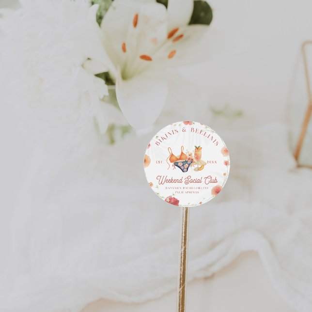 Sticker Rond Bikinis et Bellinis Bachelorette Social Club (Créateur téléchargé)