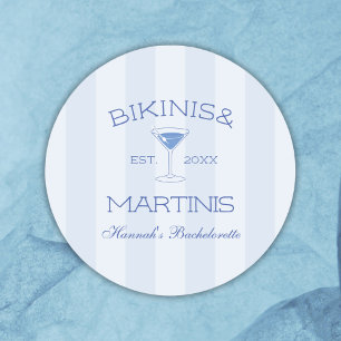 Sticker Rond Bikinis et Martinis Soirée de Fille à la Plage