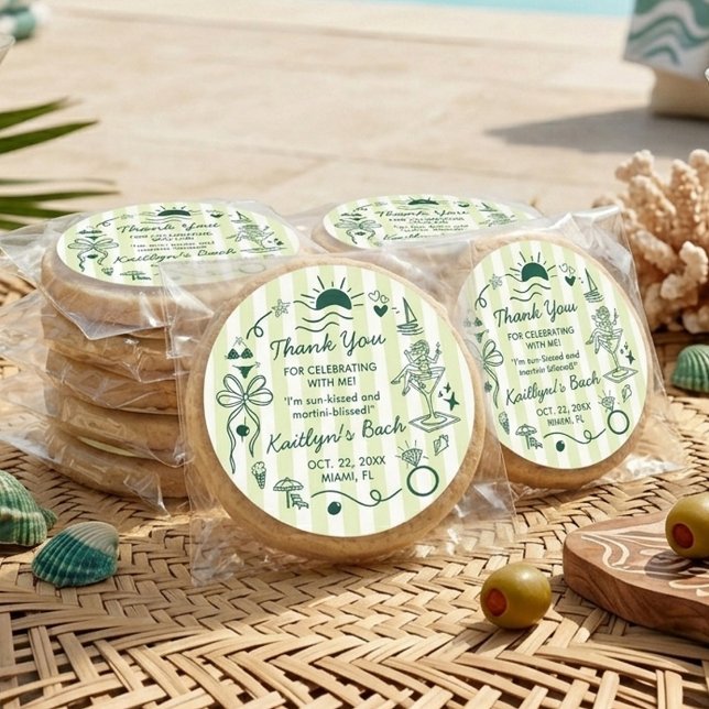 Sticker Rond Bikinis & Martinis Cadeau de Fête de Bachelorette  (Créateur téléchargé)