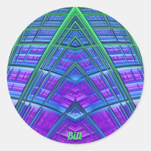 Sticker Rond BILL ~ COOL ! Vert bleu bleu géométrique ~