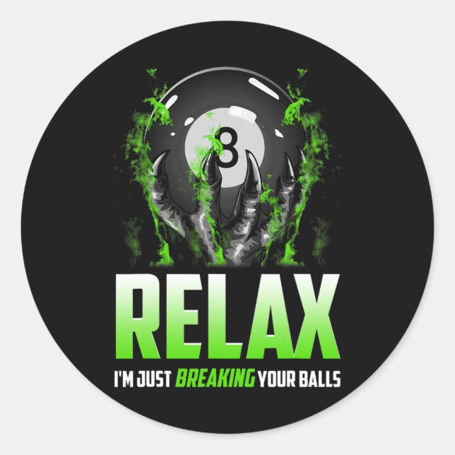Sticker Rond Billard amusant Design 8 Ll Snooker Pool Stick (Devant)