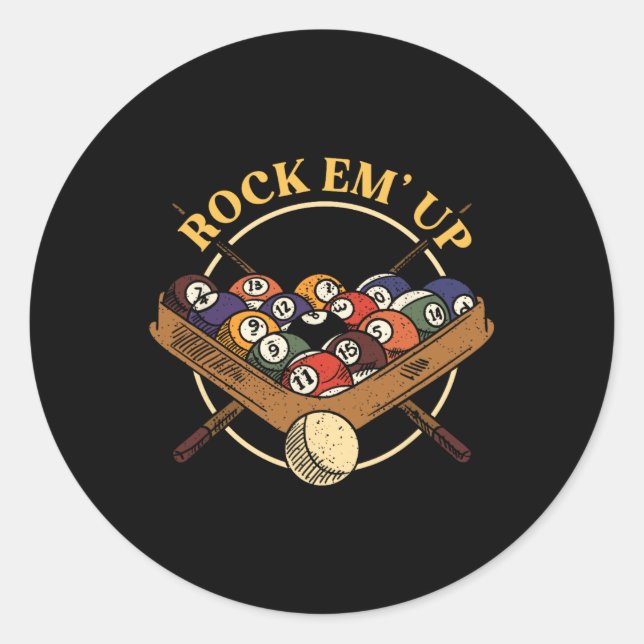 Sticker Rond Billard Ball Rack Stick Cue Billiard Player Snoo (Devant)