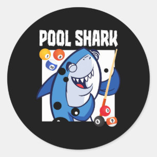 Sticker Rond Billard de requin de piscine Joueur 9 balle