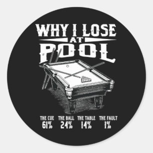 Sticker Rond Billard drôle Pourquoi je perds chez Snooker Billi