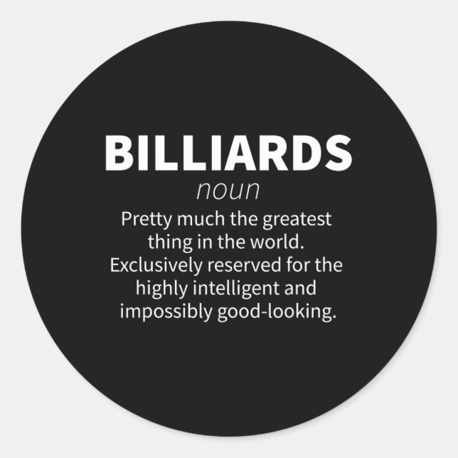 Sticker Rond Billard Funny Définition Pool Snooker Player Gif (Devant)