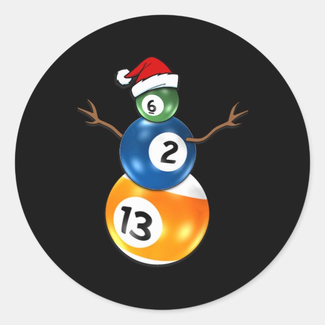 Sticker Rond Billard Noël Snowman Avec Table De Billard (Devant)