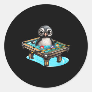 Sticker Rond Billard Penguin Hustler Pool Snooker Jouer Poo