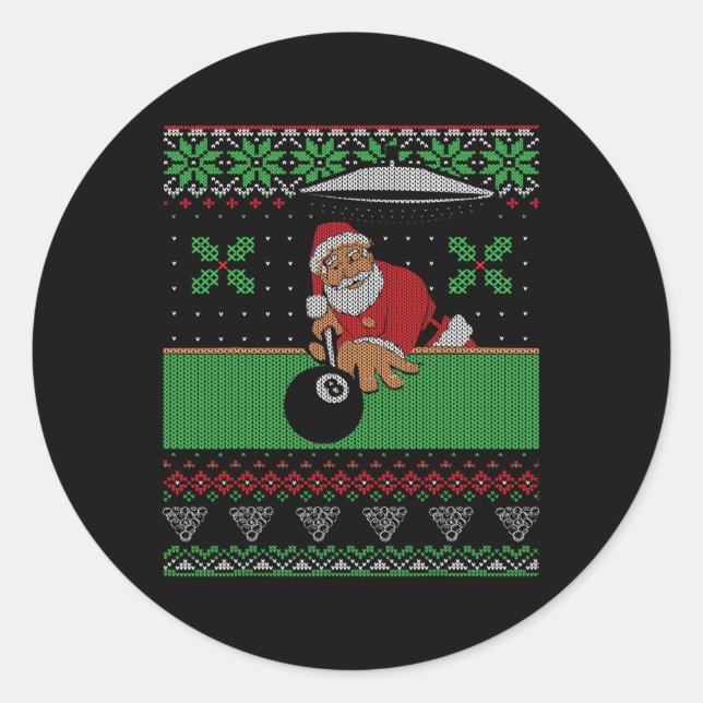 Sticker Rond Billard piscine laide style pull de Noël (Devant)