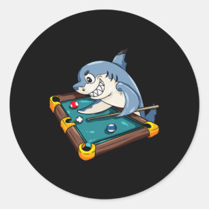 Sticker Rond Billard Shark Pool Snooker Player Cadeau